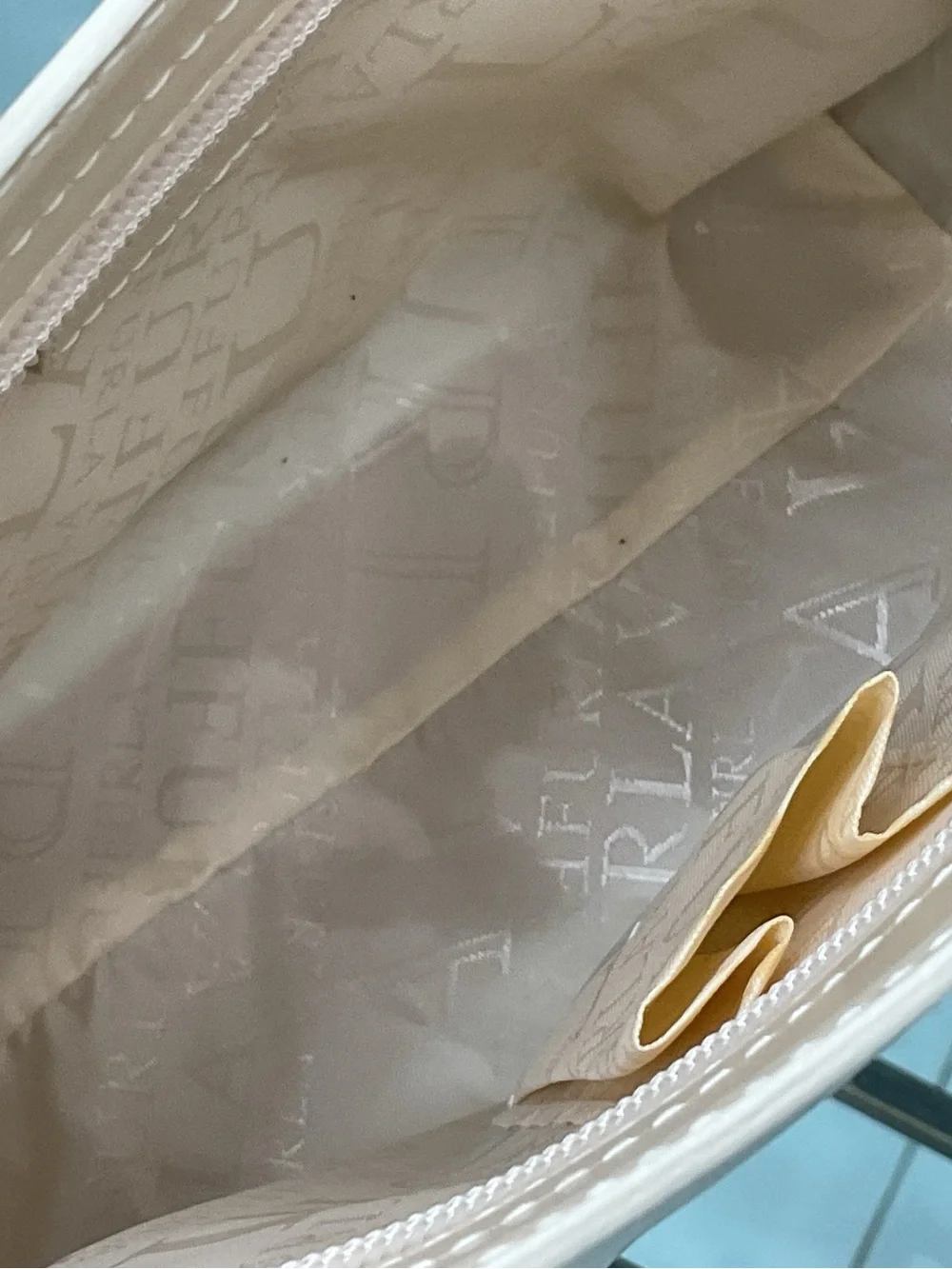 Furla Cream Leather Satchel with Top Handles